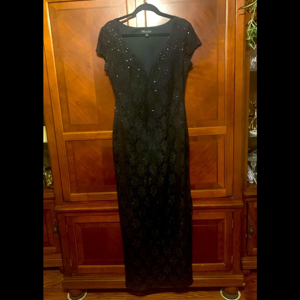 Black long gown with sequin embellishments
